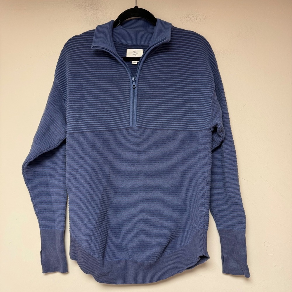 OFFLINE by Aerie Quarter Zip Sweater Womens Medium Blue Excellent Ribbed